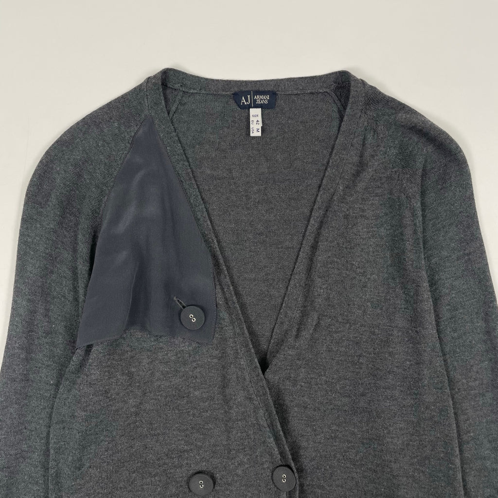 ARMANI JEANS / シルク切替ロングニットカーディガン 参考定価：55,000程度 SIZE:US M