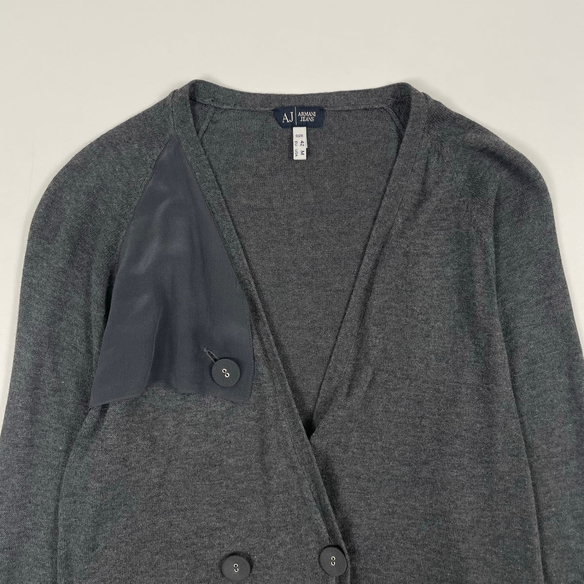 ARMANI JEANS / シルク切替ロングニットカーディガン 参考定価：55,000程度 SIZE:US M