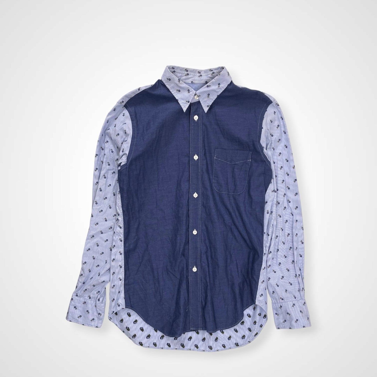 JUNYA WATANABE COMME des Garcons MAN ジュンヤワタナベ コムデギャルソン メン / フラワー刺繍切替シャツ 日本製 SIZE:S