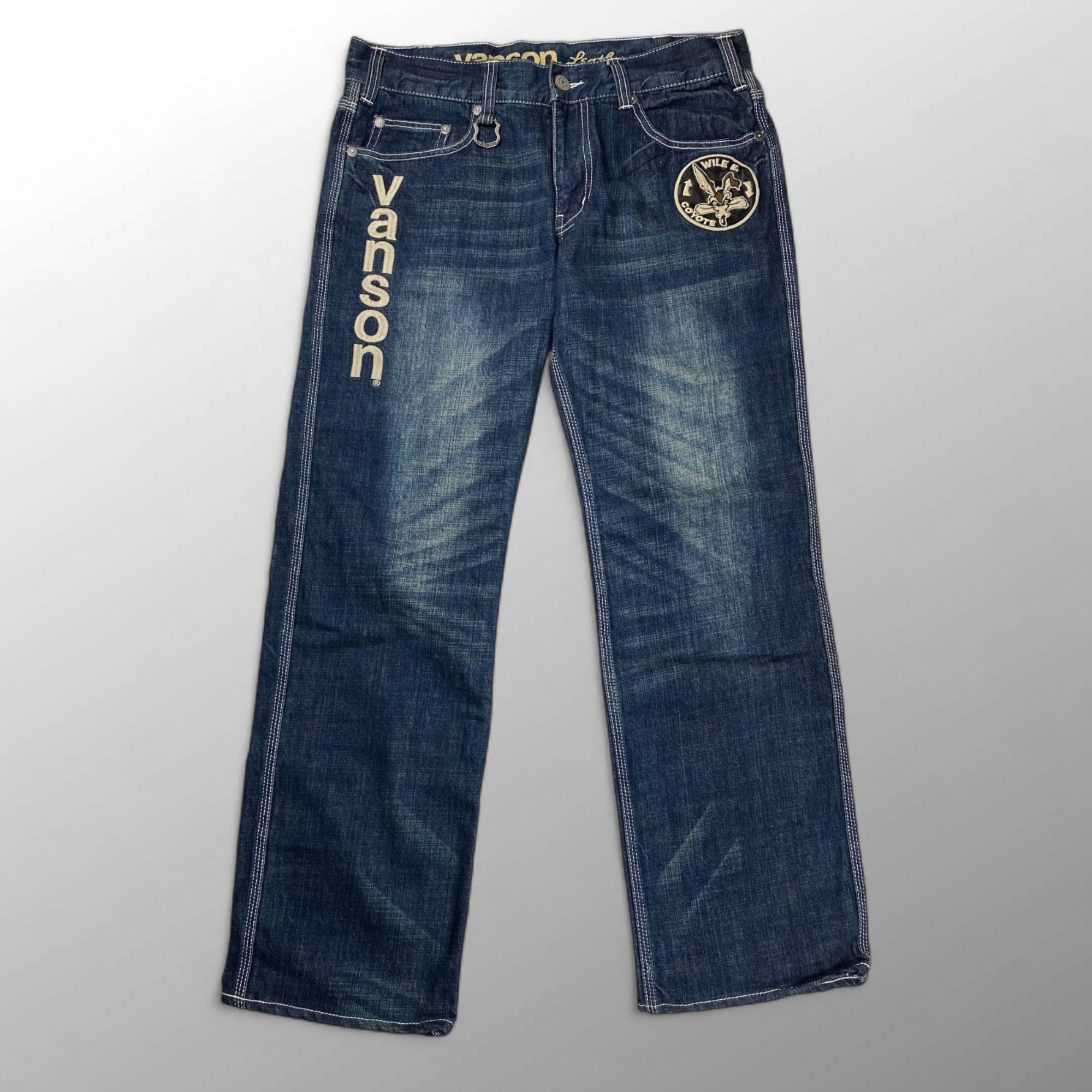 vanson × LOONEY TUNES / デコレーション デニムパンツ 刺繍 ワッペン SIZE:32