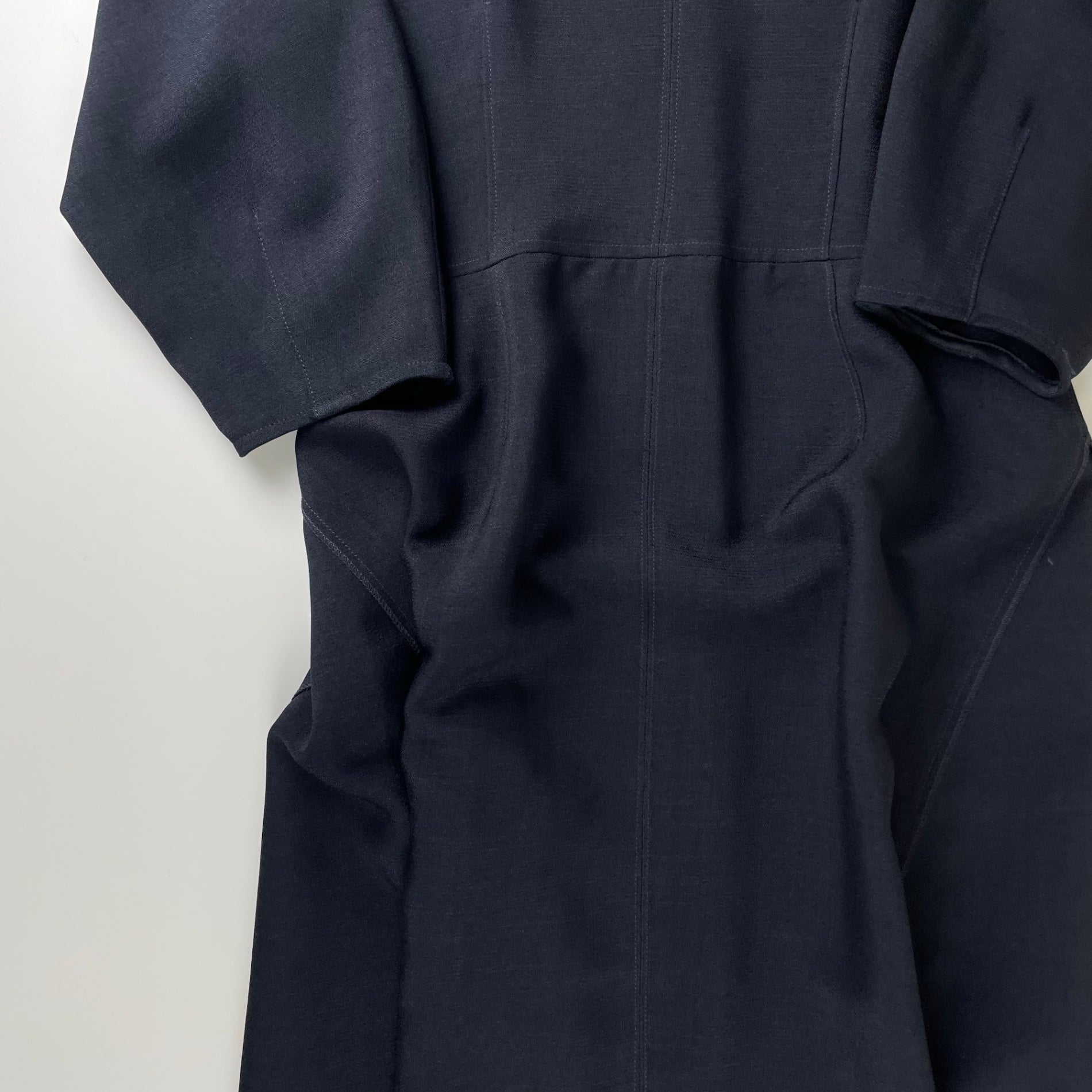 SHIPS any シップスエニィ / ダブルクロスAラインシャツワンピース ネイビー 未使用 参考定価：13,600+tax SIZE：FREE
