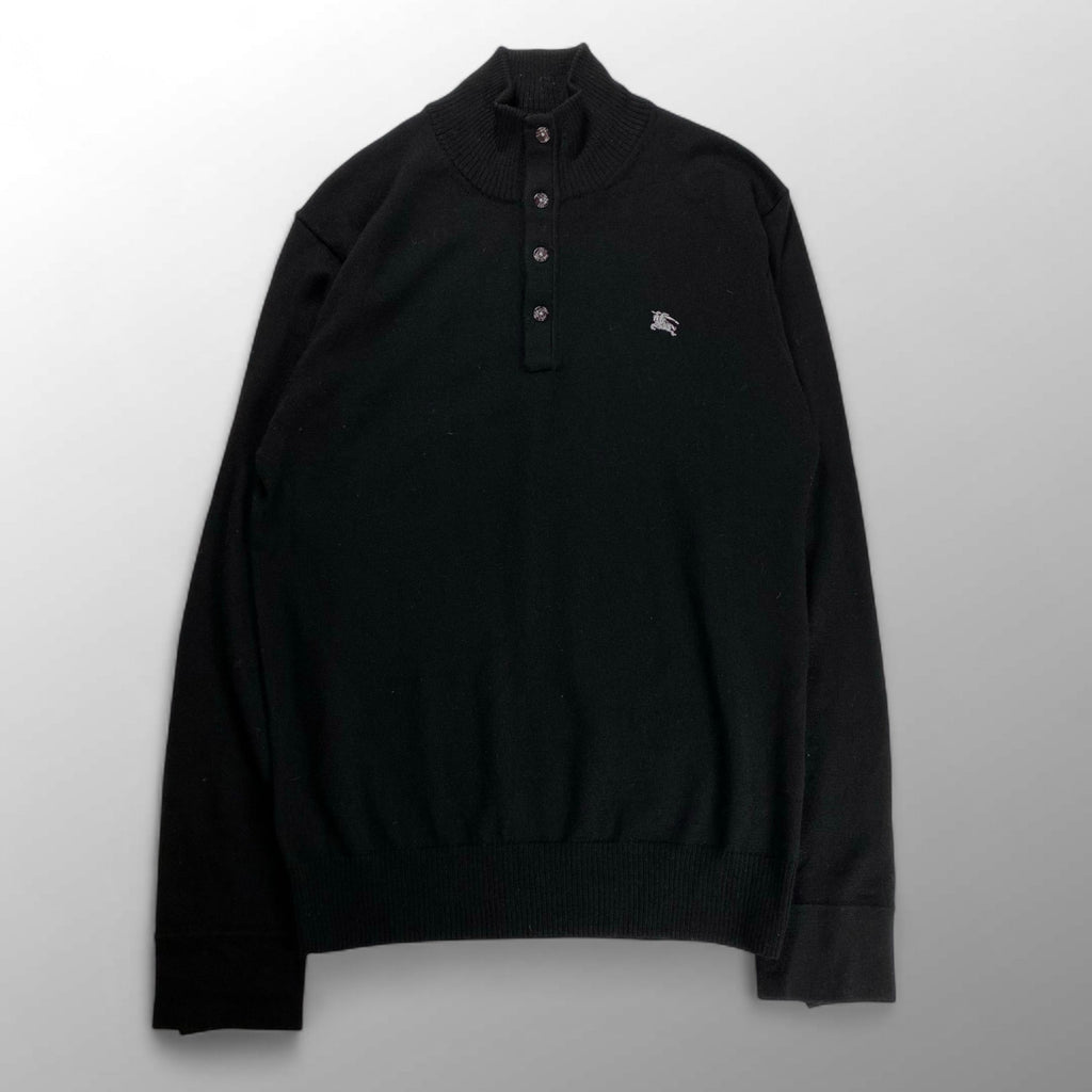 BURBERRY BLACK LABEL バーバリーブラックレーベル / ハーフボタン ハイネックニット シャドーホース ブラック SIZE：2