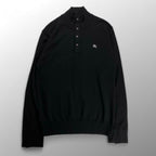 BURBERRY BLACK LABEL バーバリーブラックレーベル / ハーフボタン ハイネックニット シャドーホース ブラック SIZE：2