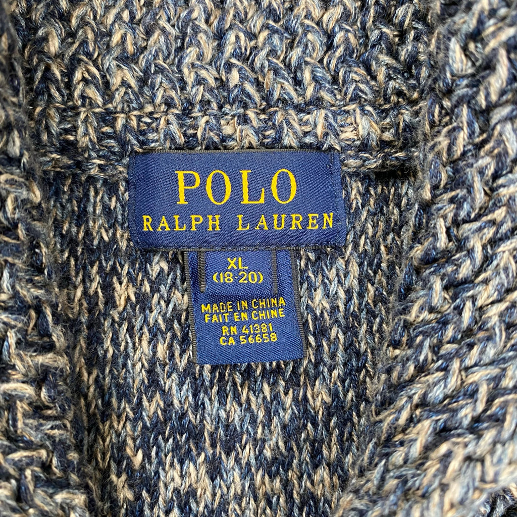 POLO RALPH LAUREN ポロ ラルフローレン / ショールカラー ケーブルニット ジャケット ヨーロッパ限定 参考定価：35,000程度 SIZE:XL(170cm)