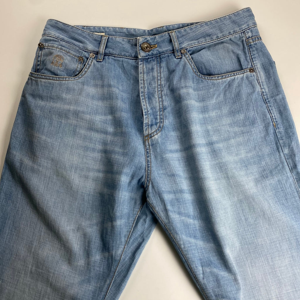 BRUNELLO CUCINELLI ブルネロ クチネリ / エンブレム刺繍 デニムパンツ LEISURE FIT  MADE IN ITALY 参考定価：130,000程度 SIZE:48(M程度)