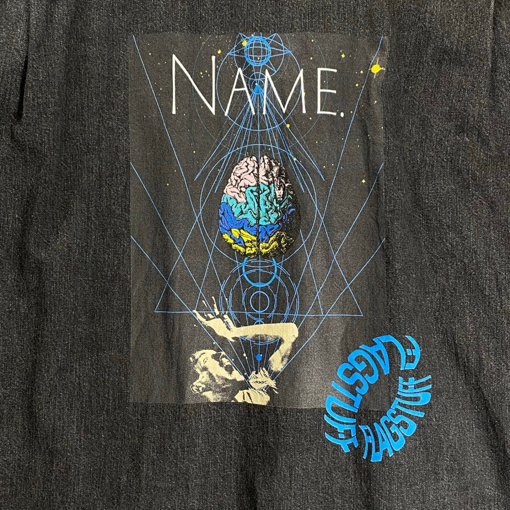 name. × FLAGSTAFF ネーム フラグスタフ / DENIM SHIRT コラボ グラフィックプリント デニムシャツ ブラック 参考定価：33,000+tax SIZE:2(FREE SIZE)