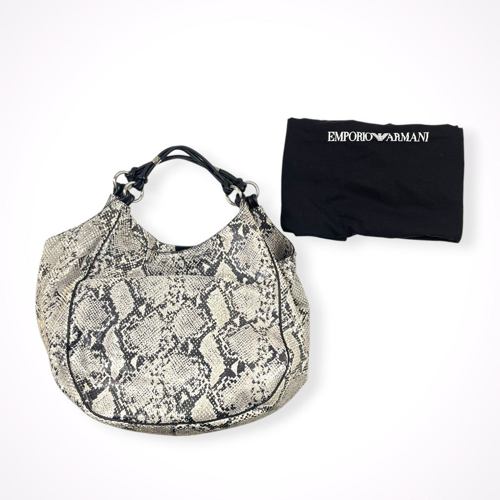 EMPORIO ARMANI / カーフレザートートバッグ パイソン加工 参考定価：180,000程度 布袋付