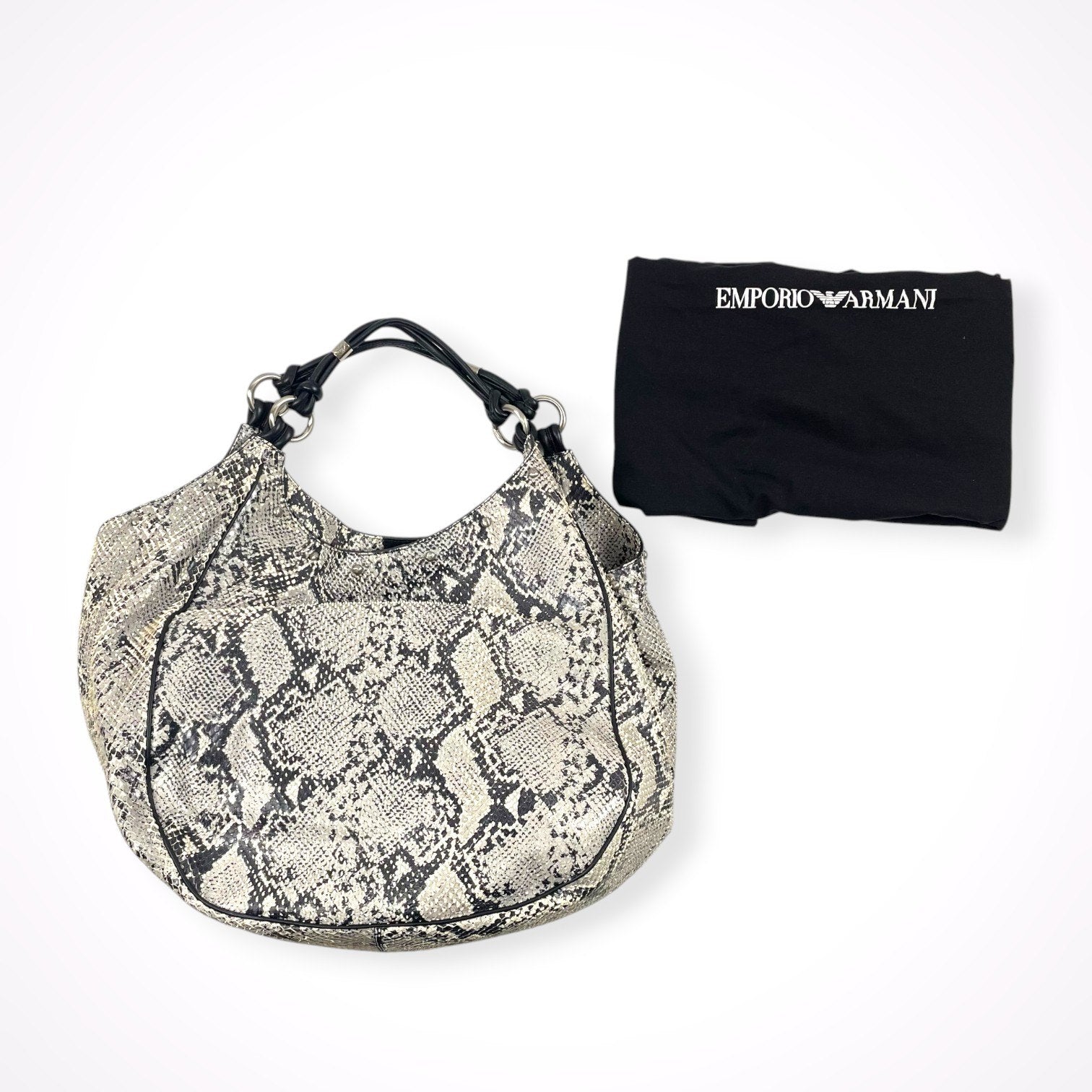 EMPORIO ARMANI / カーフレザートートバッグ パイソン加工 参考定価：180,000程度 布袋付