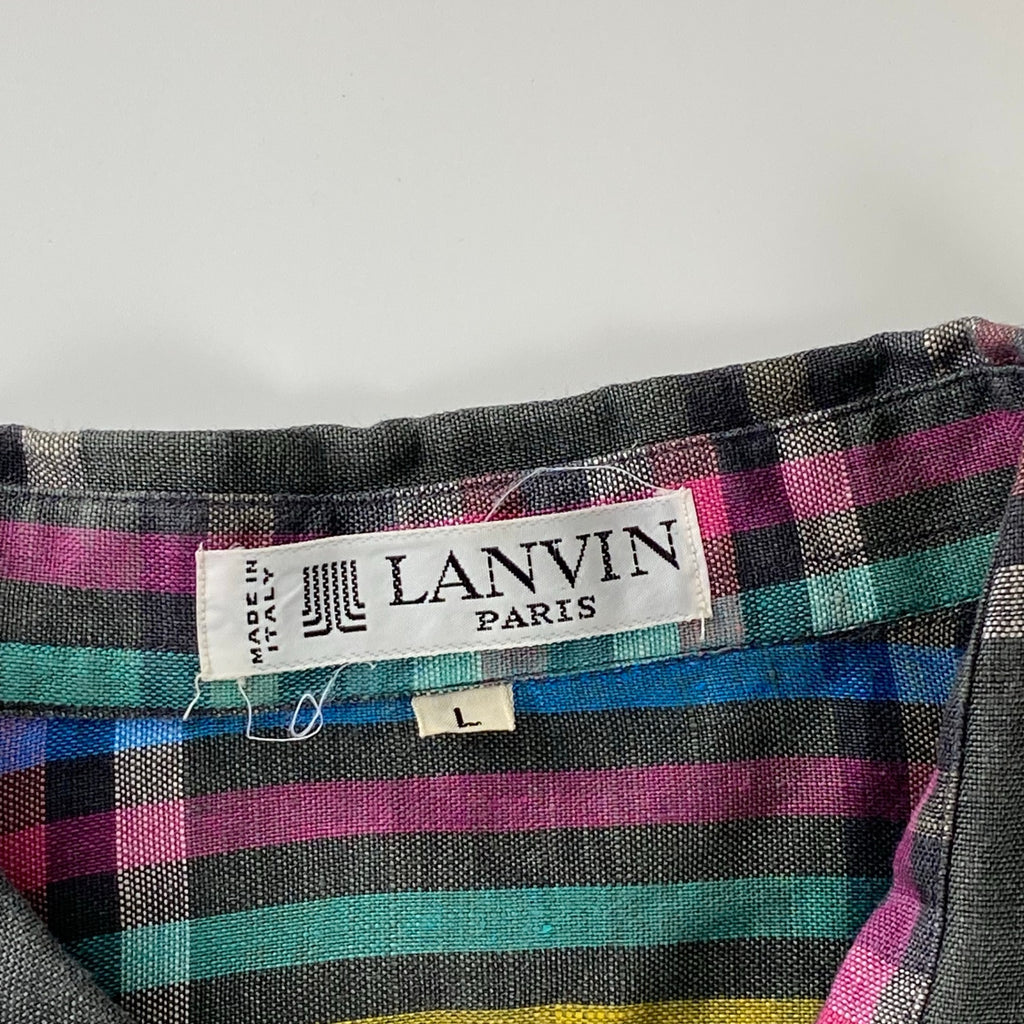 VINTAGE LANVIN PARIS ランバン パリ / リネン100％ チェック柄 ヴィンテージ シャツ MADE IN ITALY SIZE：L