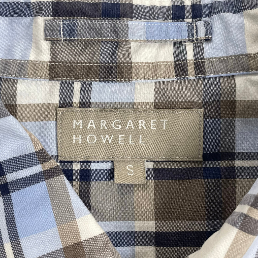 MARGARET HOWELL マーガレットハウエル / ポケット付 半袖チェックシャツ 参考定価：30,000程度 SIZE：S