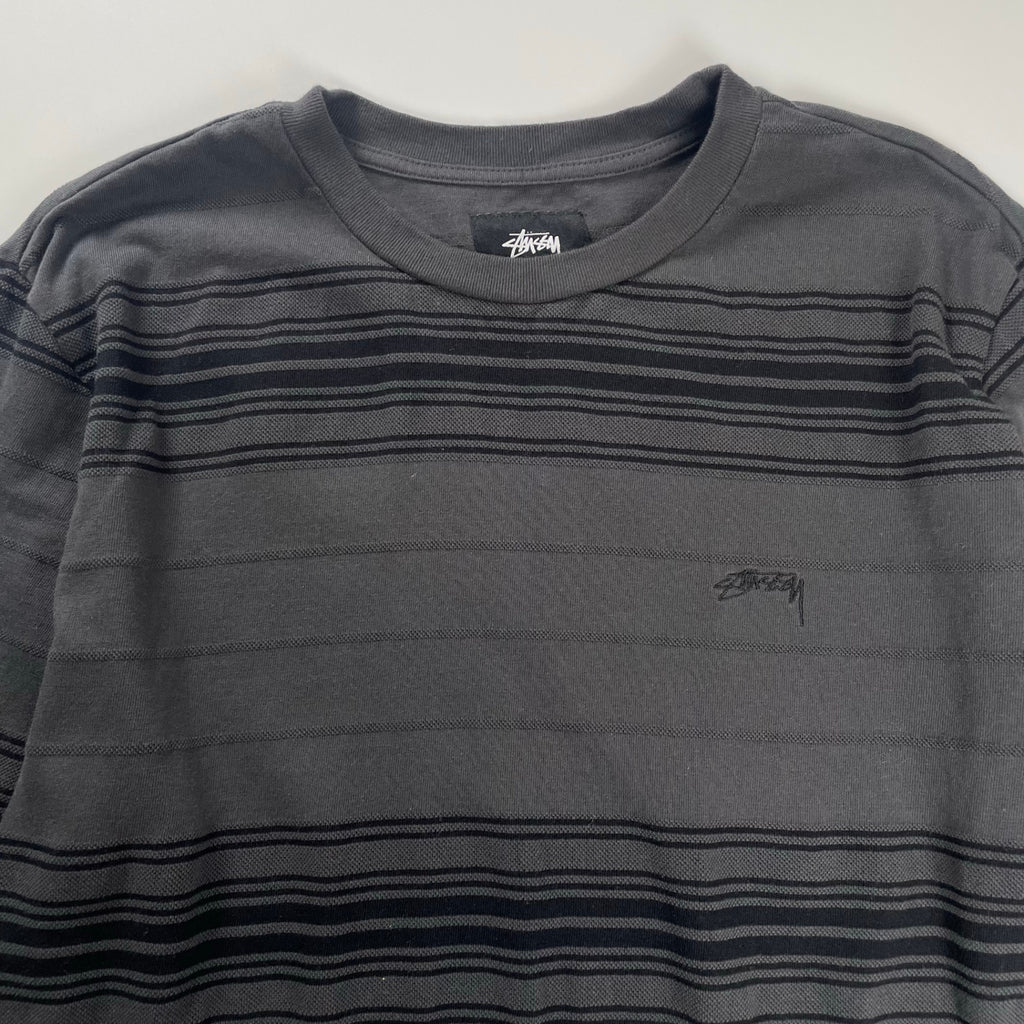 stussy ステューシー / Travis longsleeve crew グレー×ブラック SIZE:S 参考定価：15,000程度