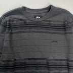 stussy ステューシー / Travis longsleeve crew グレー×ブラック SIZE:S 参考定価：15,000程度