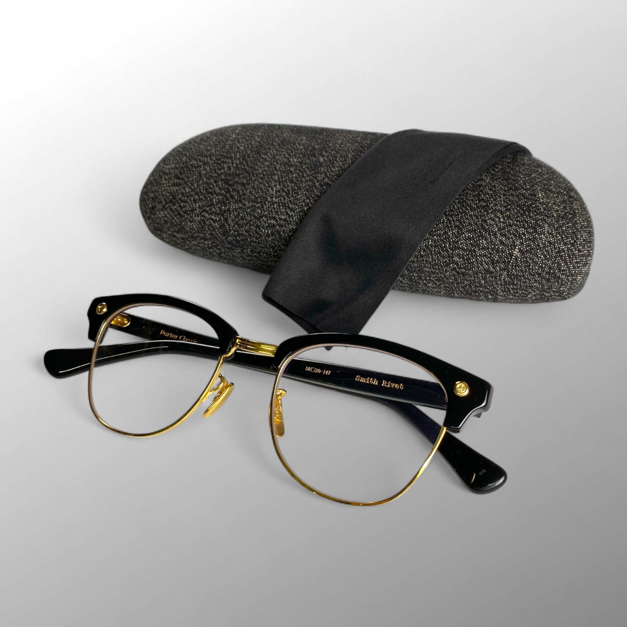 【極美品】　Porter classic × 金子眼鏡 / サーモント型 Smith Rivet Collection 度なしクリアレンズ K18リベット 参考定価：75,000+tax