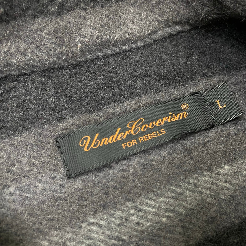 03AW Undercoverism アンダーカバイズム / アーカイブ paper doll期 再構築ブランケットシャツ グレー×ブラック SIZE：L