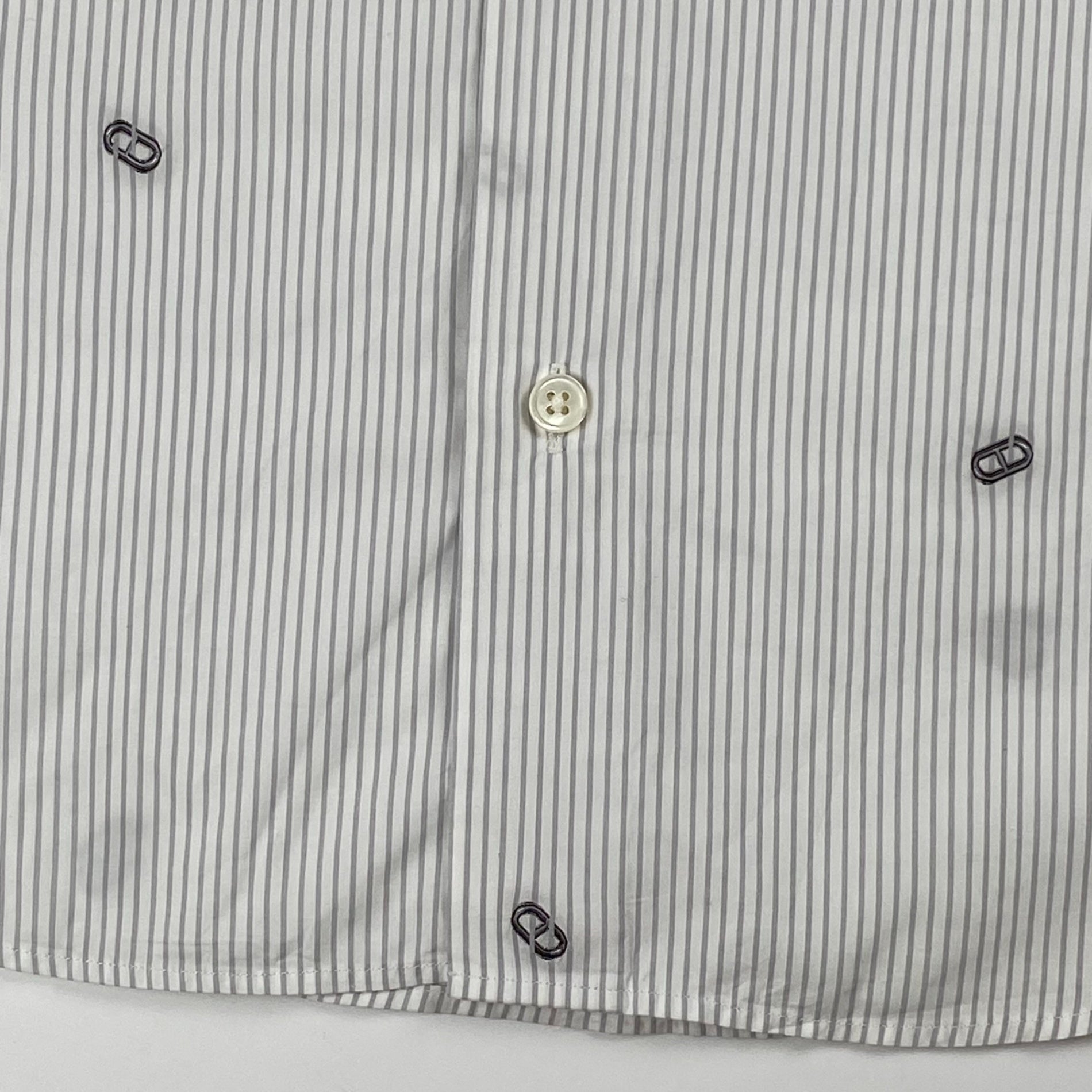 HERMES エルメス / シェーヌダンクル柄 ストライプ シャツ セリエボタン SIZE:40（L程度）