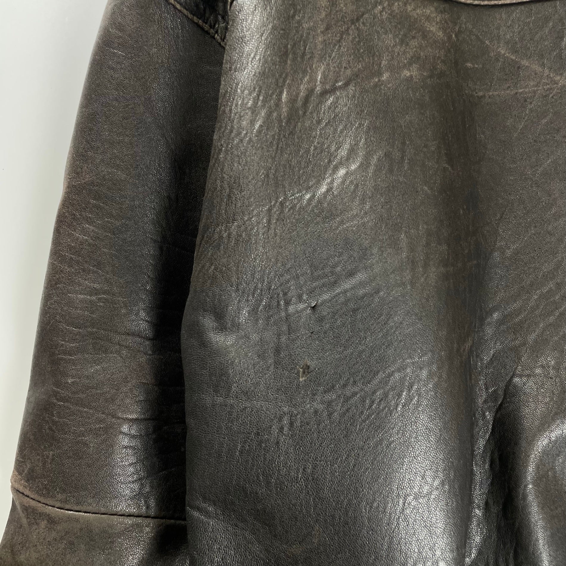 VINTAGE ヴィンテージ / レザーライダースジャケット 短丈 茶芯 SIZE:L