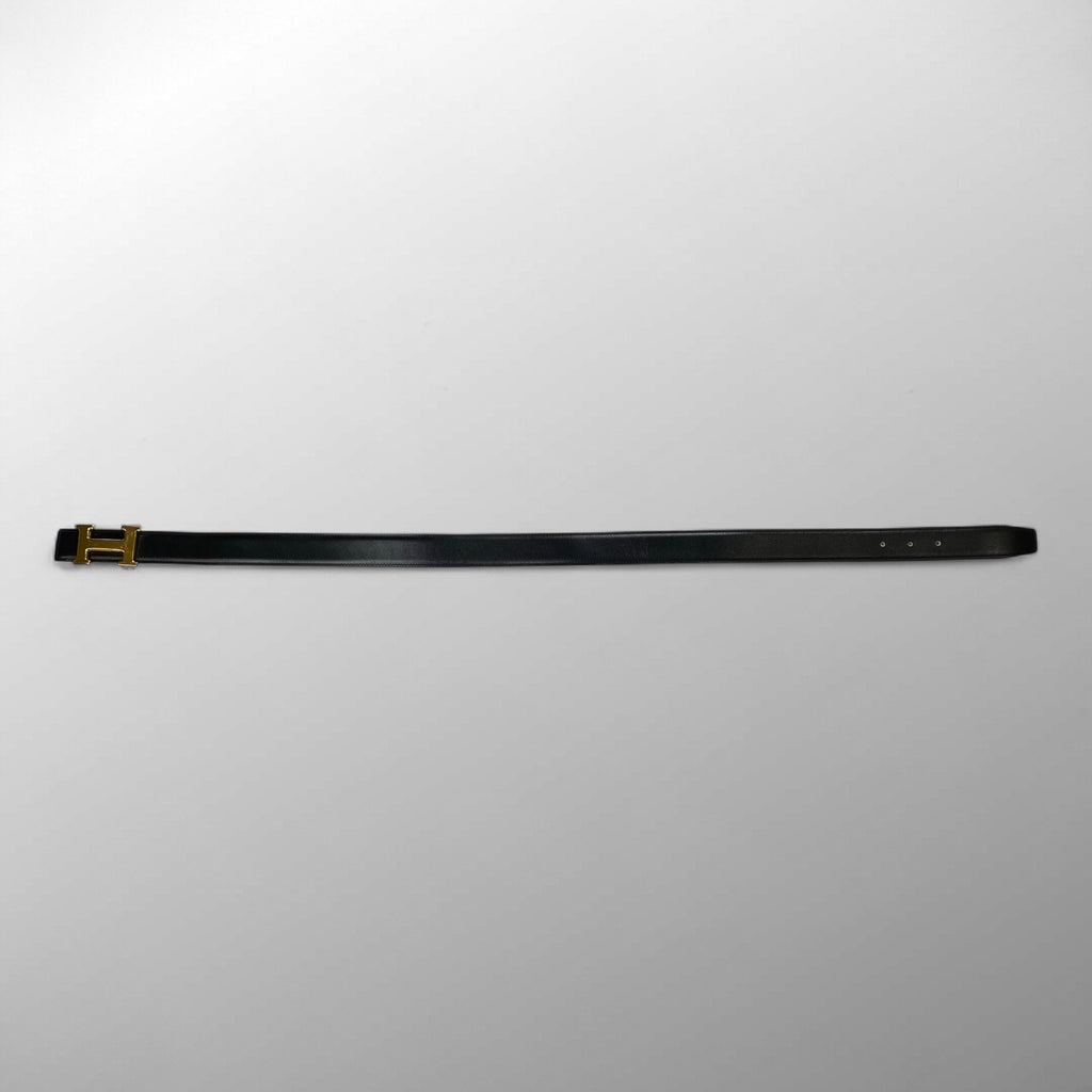 【極美品 鑑定済】 HERMES エルメス / コンスタンス Hバックル レザーベルト 〇Y刻印 ブラック×ベージュ 75cm