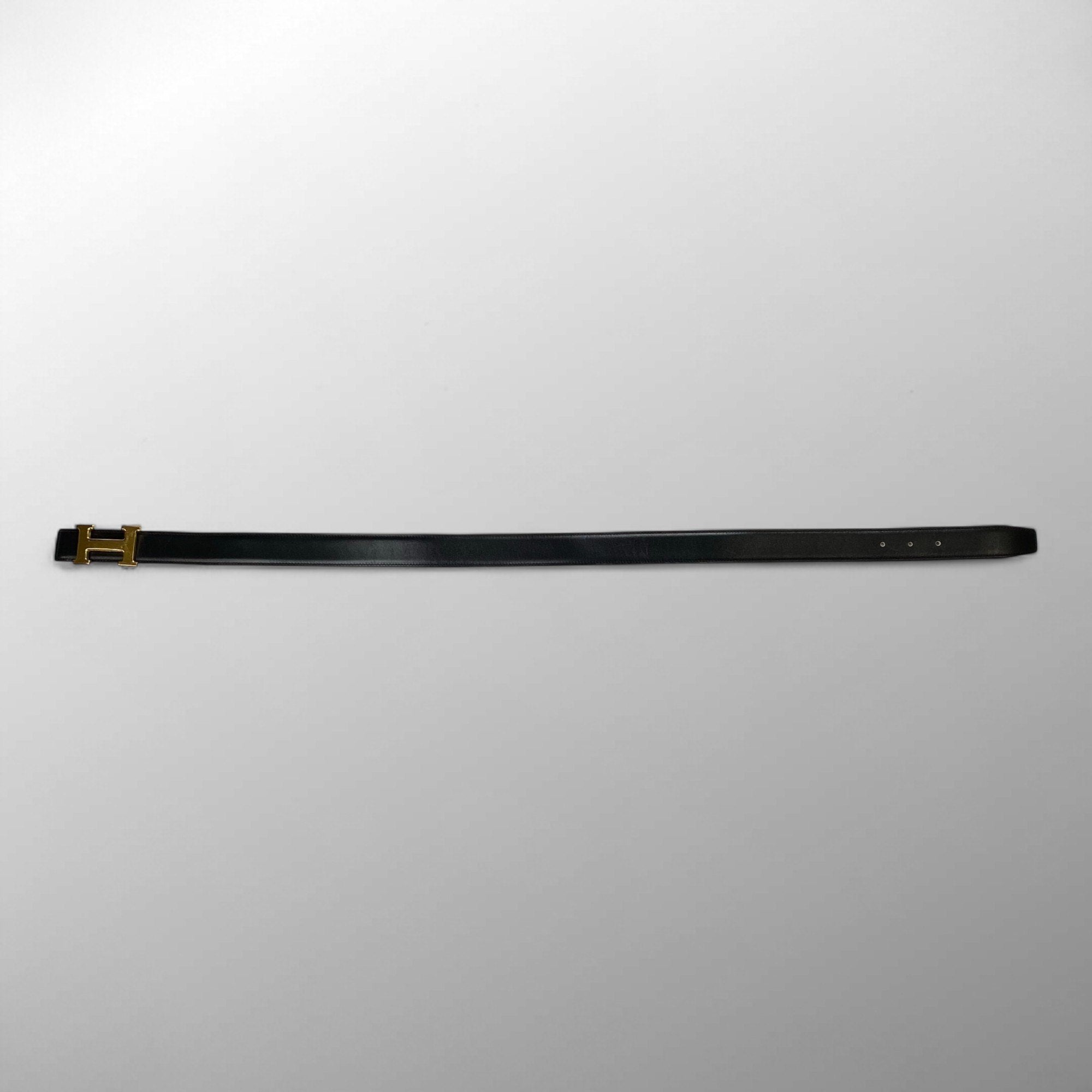 【極美品 鑑定済】 HERMES エルメス / コンスタンス Hバックル レザーベルト 〇Y刻印 ブラック×ベージュ 75cm