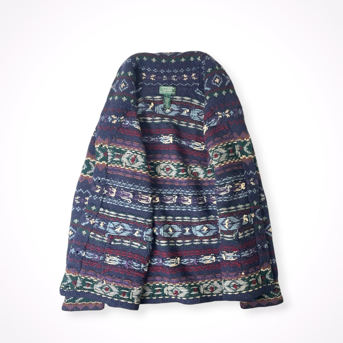 LAUREN RALPH LAUREN / ハンドニットショールカラーカーディガン SIZE:L