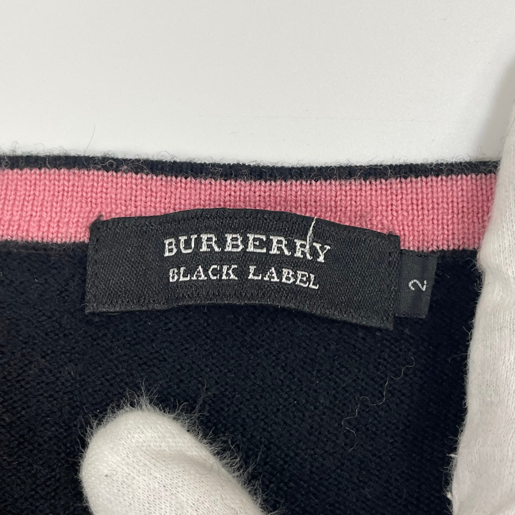 BURBERRY BLACK LABEL バーバリーブラックレーベル / ワンポイントVネックニット 参考定価：25,000程度 SIZE:2