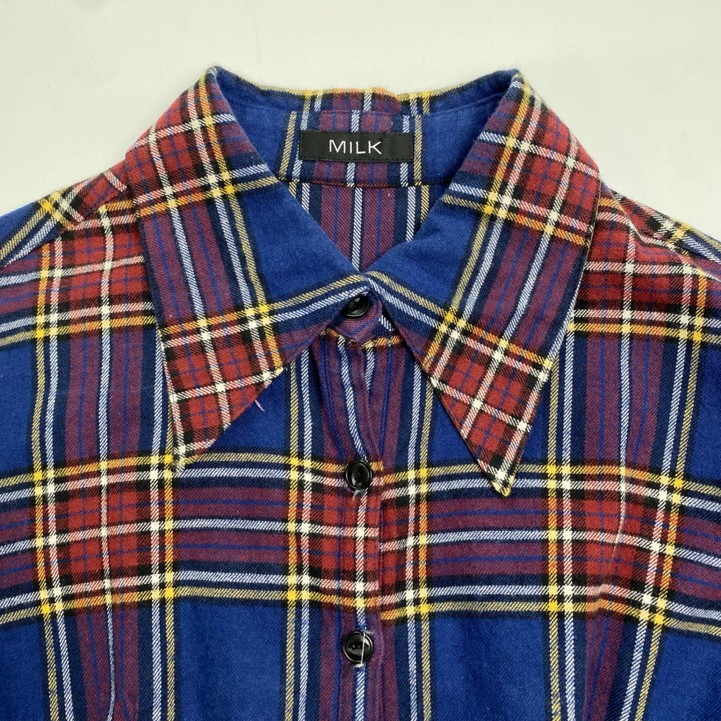 MILK ミルク / チェック 背面編み上げ フランネル シャツワンピース 参考定価：30,000程度 SIZE：FREE