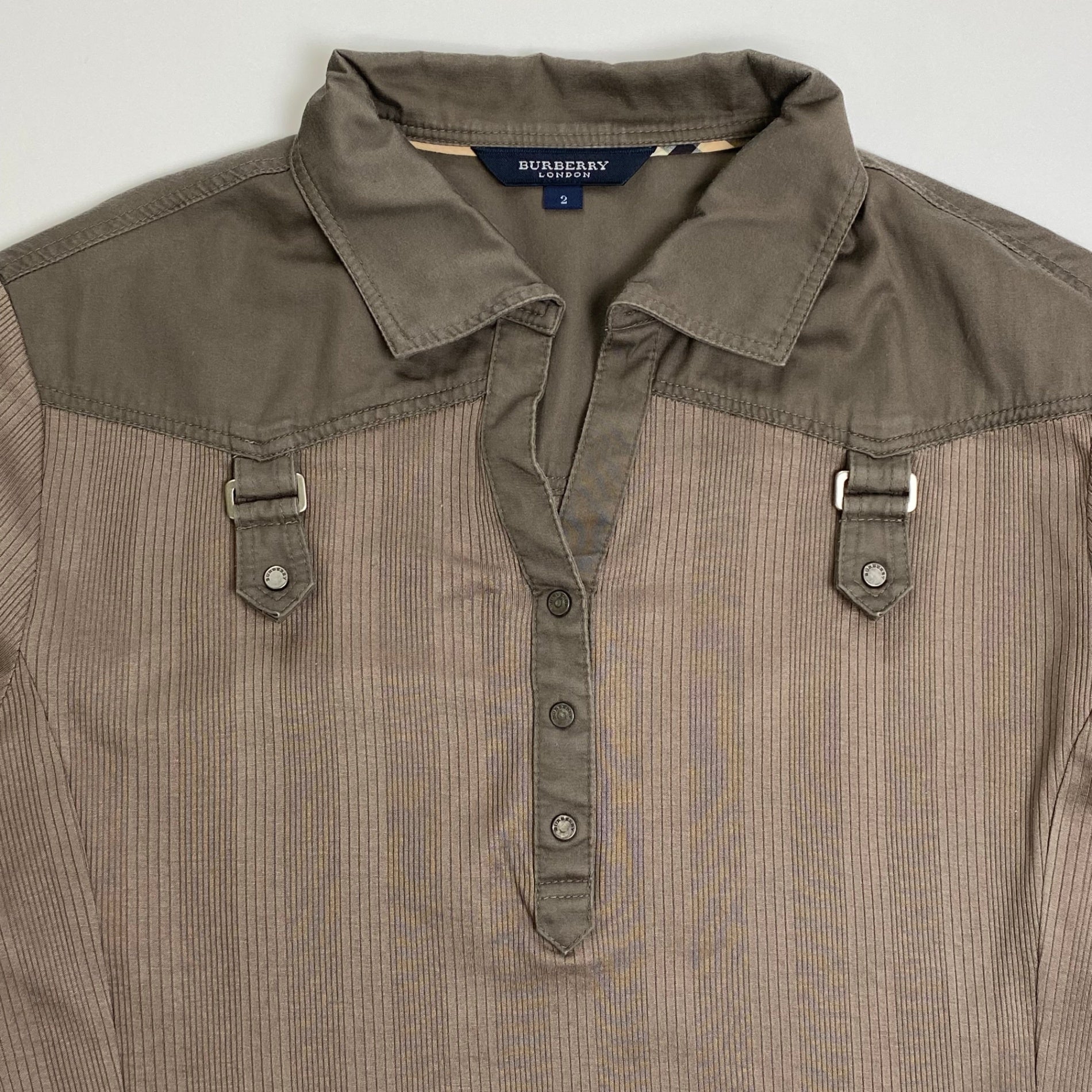 BURBERRY LONDON バーバリー ロンドン / ギミック プルオーバーシャツ カットソー ブラウン SIZE:2(M程度)