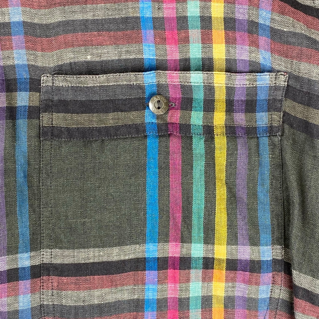 VINTAGE LANVIN PARIS ランバン パリ / リネン100％ チェック柄 ヴィンテージ シャツ MADE IN ITALY SIZE：L