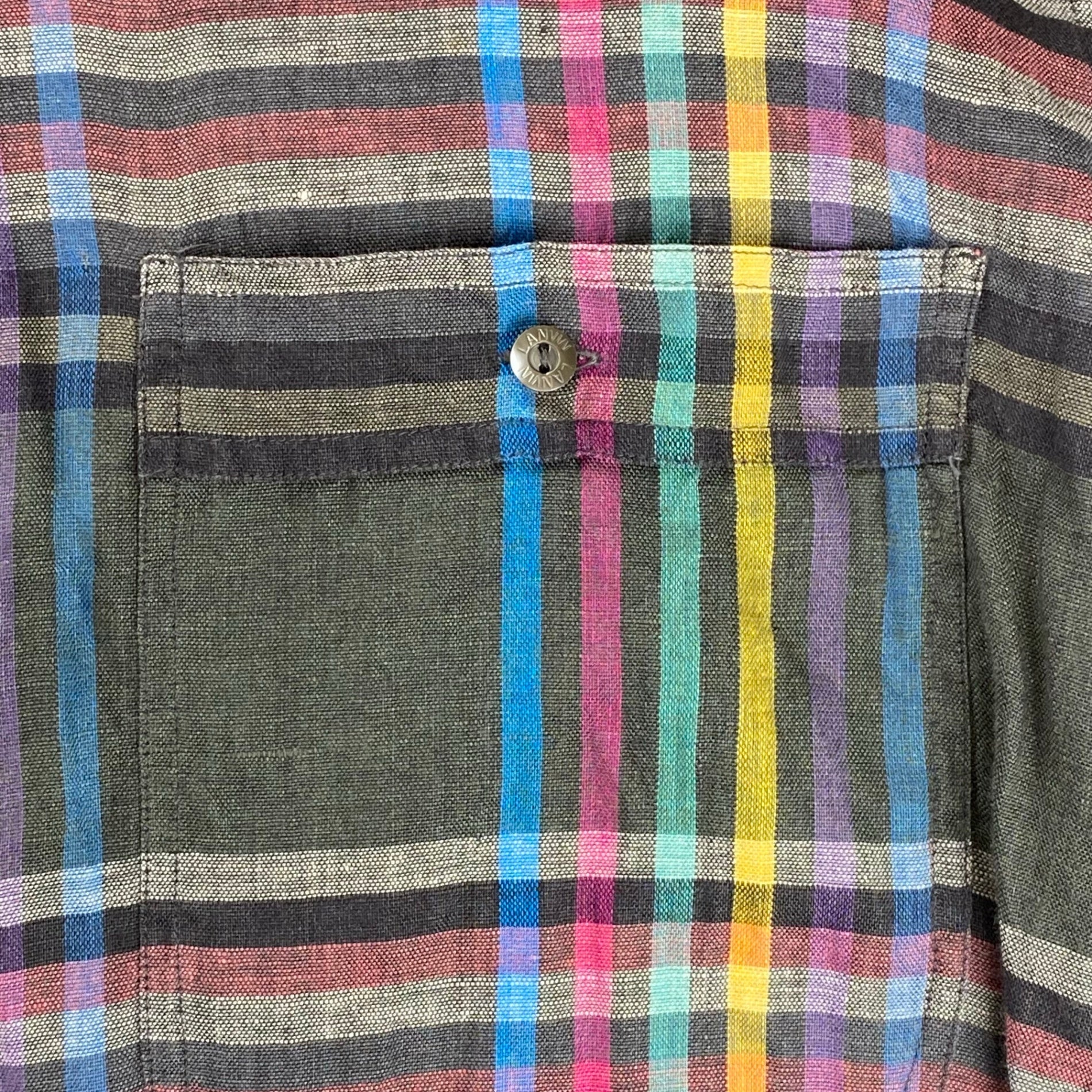 VINTAGE LANVIN PARIS ランバン パリ / リネン100％ チェック柄 ヴィンテージ シャツ MADE IN ITALY SIZE：L