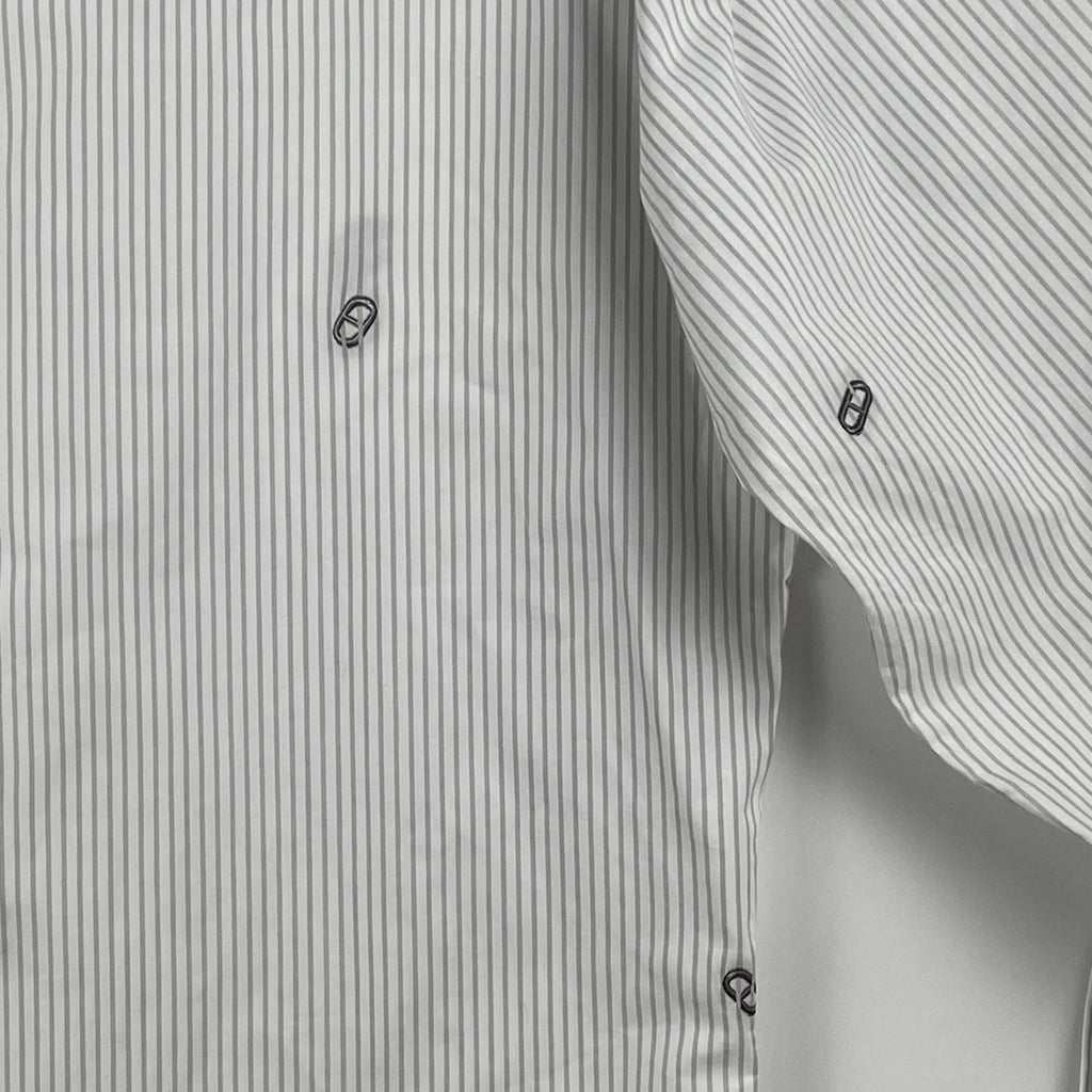 HERMES エルメス / シェーヌダンクル柄 ストライプ シャツ セリエボタン SIZE:40（L程度）