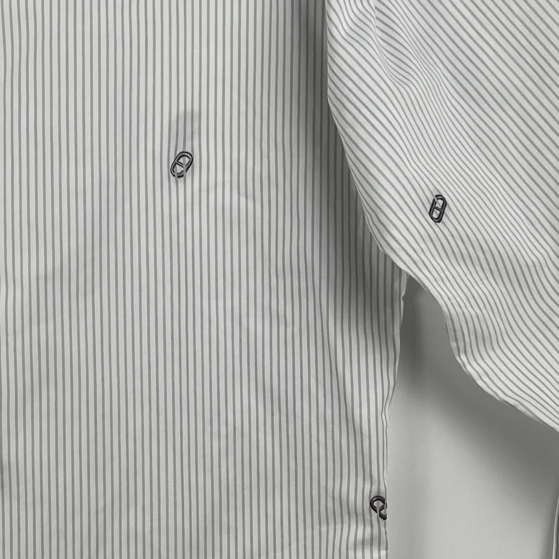 HERMES エルメス / シェーヌダンクル柄 ストライプ シャツ セリエボタン SIZE:40（L程度）