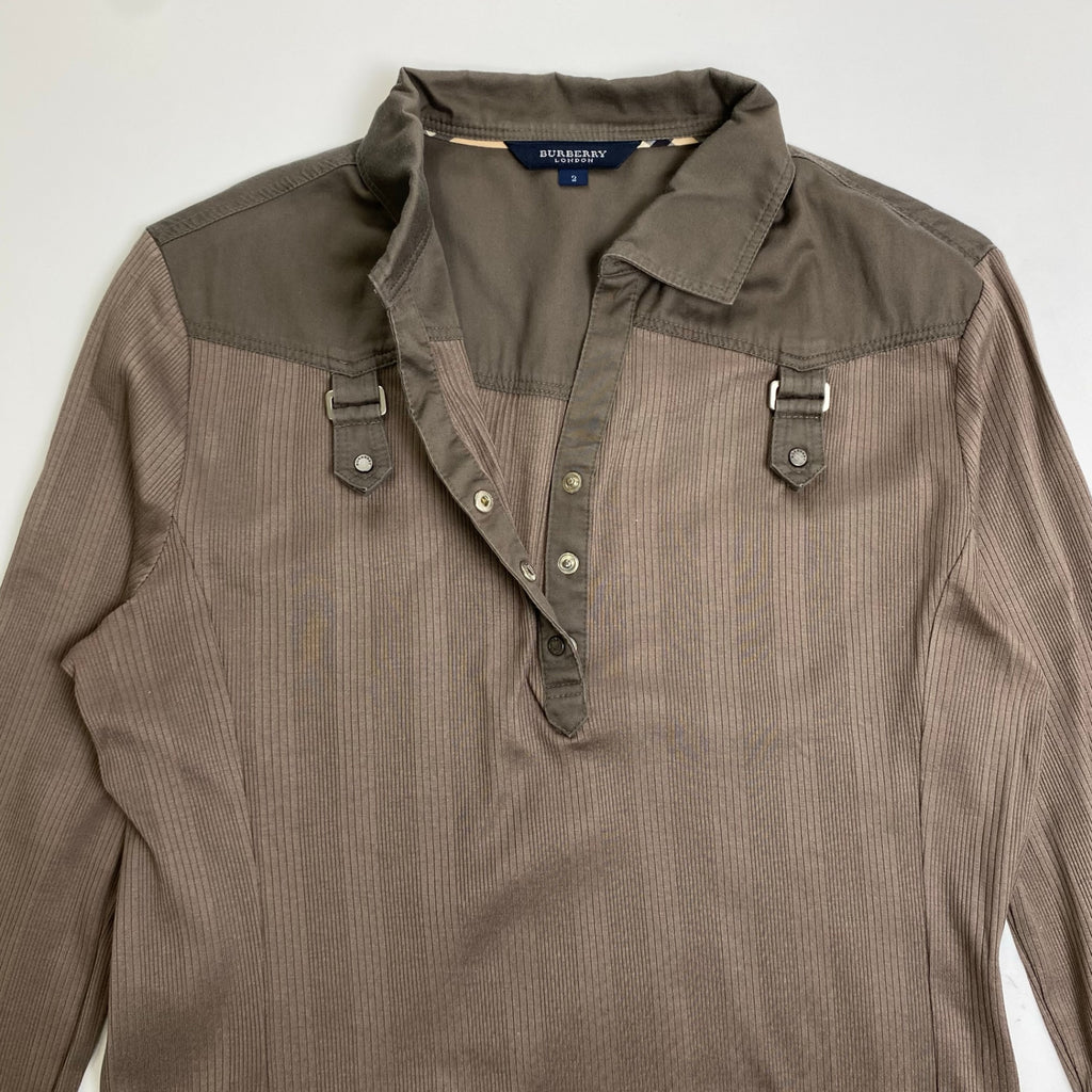 BURBERRY LONDON バーバリー ロンドン / ギミック プルオーバーシャツ カットソー ブラウン SIZE:2(M程度)