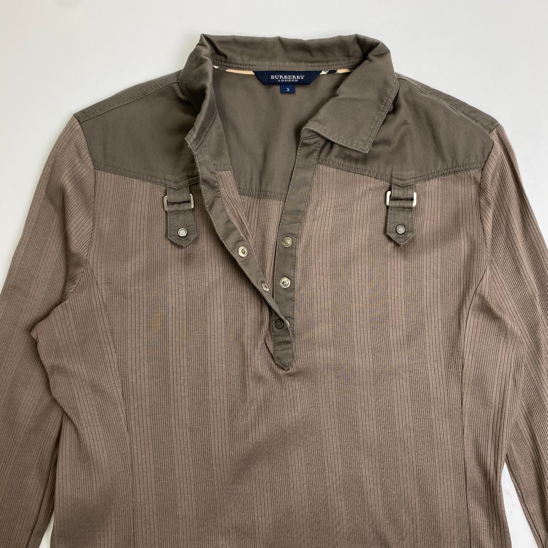 BURBERRY LONDON バーバリー ロンドン / ギミック プルオーバーシャツ カットソー ブラウン SIZE:2(M程度)