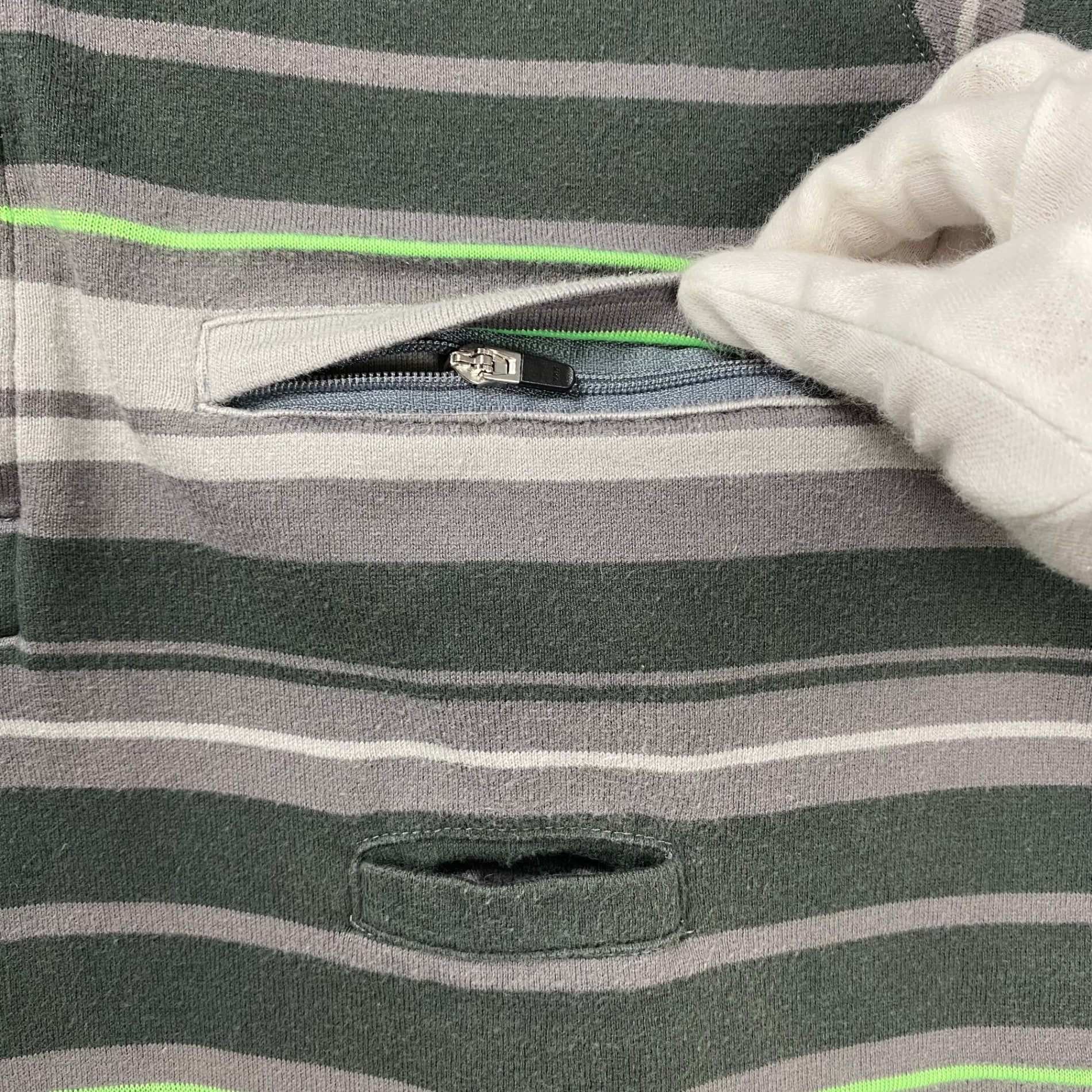 01SS UNDERCOVER アンダーカバー / アーカイブ ネオンボーダー ポロシャツ グレー×グリーン Z239-2 SIZE:M