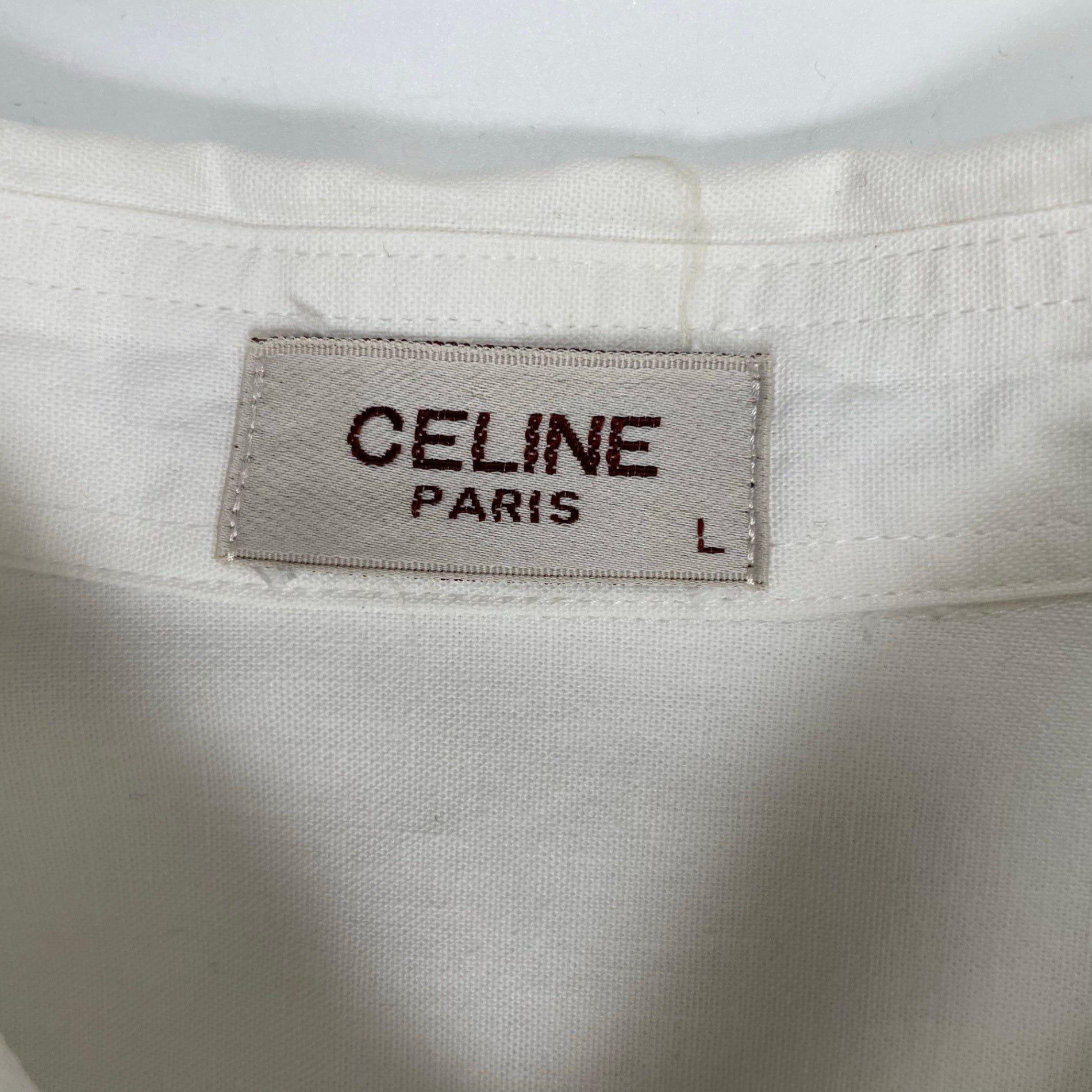CELINE セリーヌ / 馬車刺繍ヴィンテージコットンシャツ ホワイト SIZE