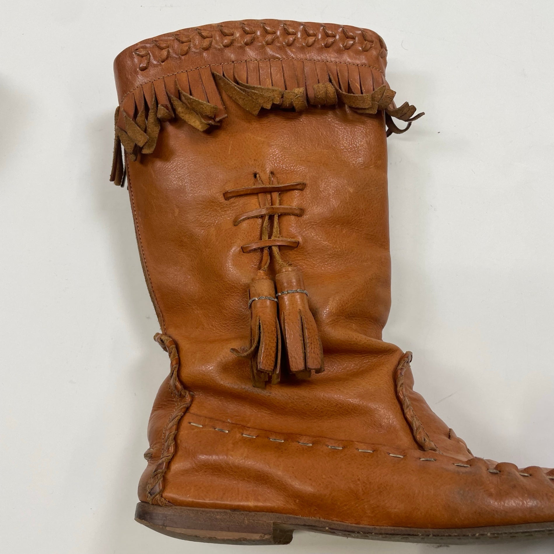 VINTAGE ヴィンテージ / フリンジレザーブーツ ブラウン Y2K イタリア製 SIZE:24.5cm程度