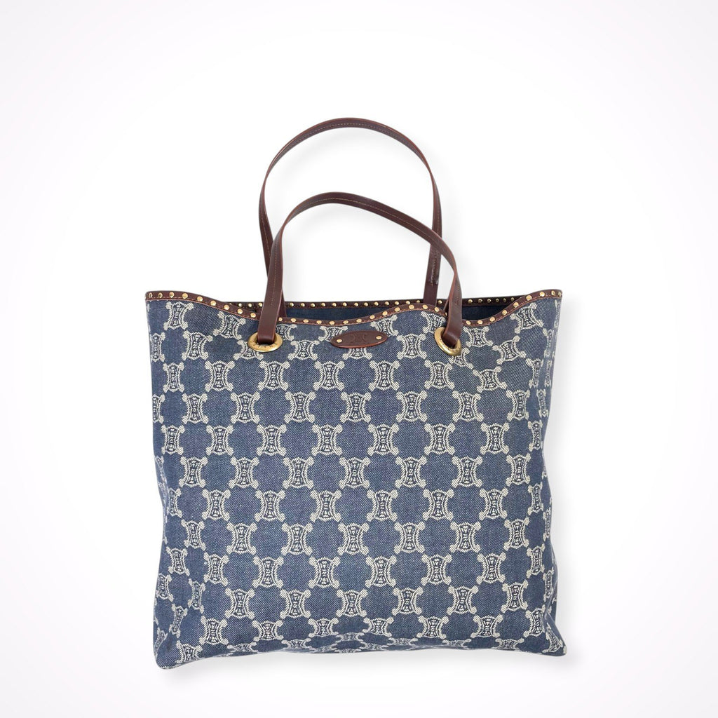 CELINE / スタッズデザイン デニムマカダムトートバッグ