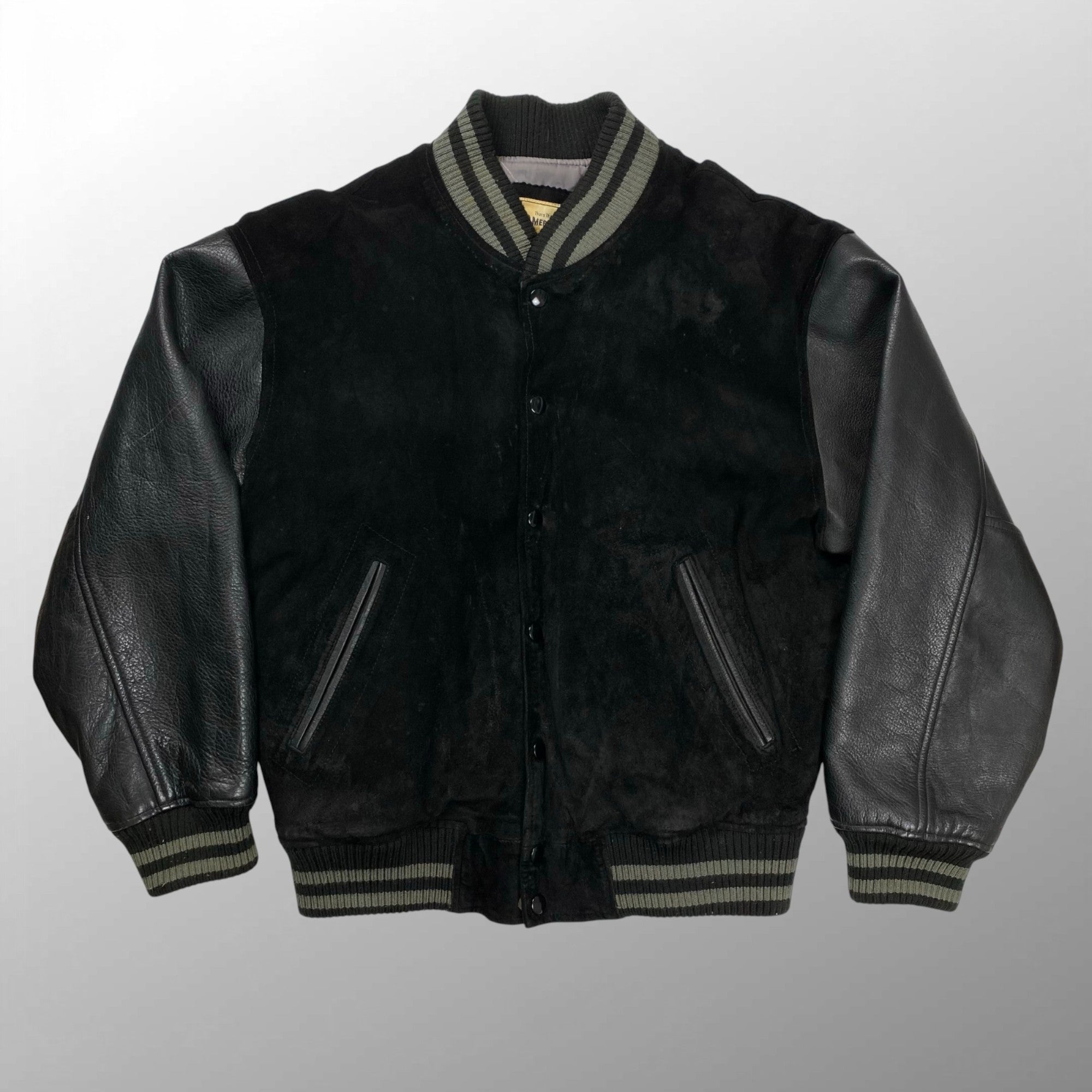 SCENE CLUB from VAN JACKET シーン ヴァンヂャケット / ヴィンテージスタジャン ピッグスウェード カウレザー ブラック SIZE:L