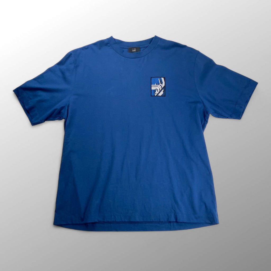 【美品】 dunhill ダンヒル / ワッペン ワンポイント ロゴTEE Tシャツ ダークブルー 近年モデル SIZE:L