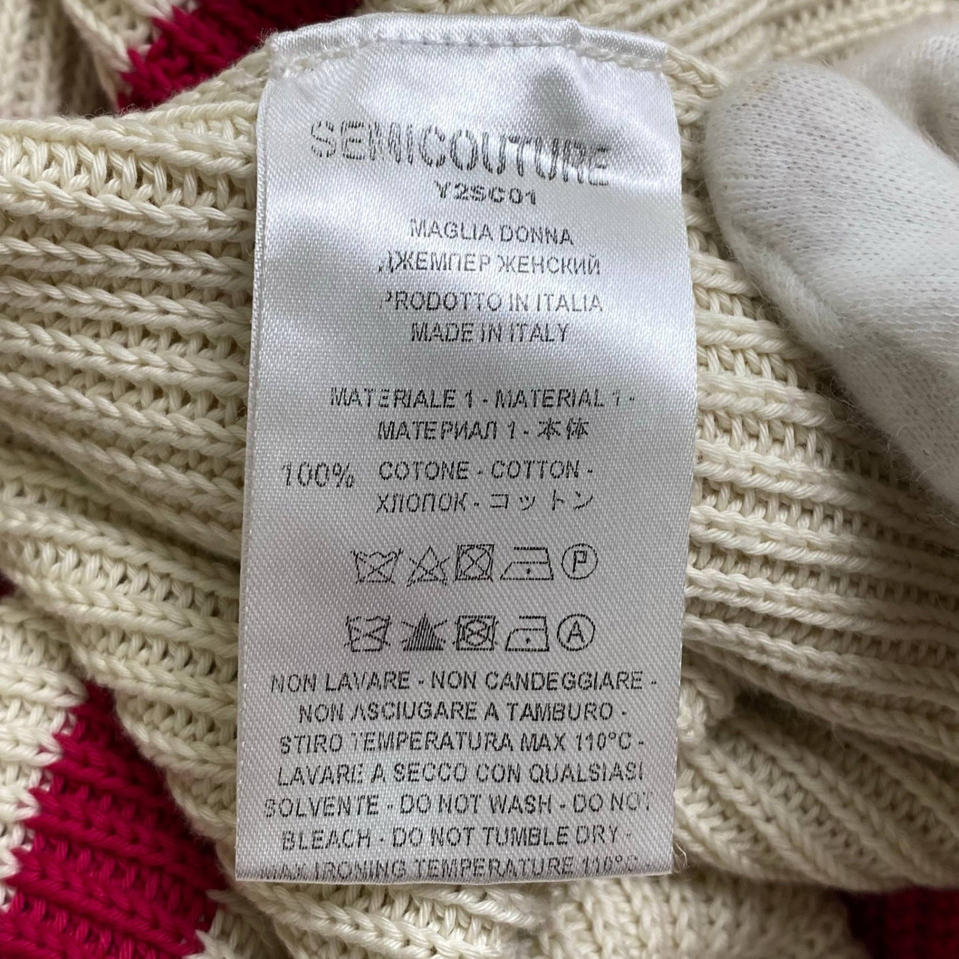 SEMI COUTURE セミクチュール / コットンボーダーニット ショート丈 参考定価：40,000程度 SIZE:M