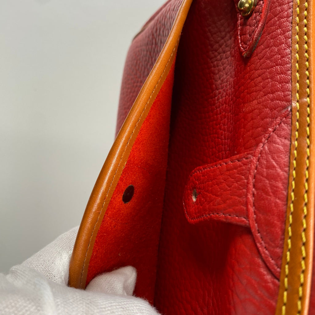 DOONEY＆BOURKE ドゥーニーアンドバーク / ワンハンドル ハンドバッグ シボ革 レザー レッド×ブラウン ユニセックス