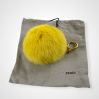FENDI フェンディ / フォックスファー ポンポンチャーム イエロー 箱付 美品 参考定価：100,000程度