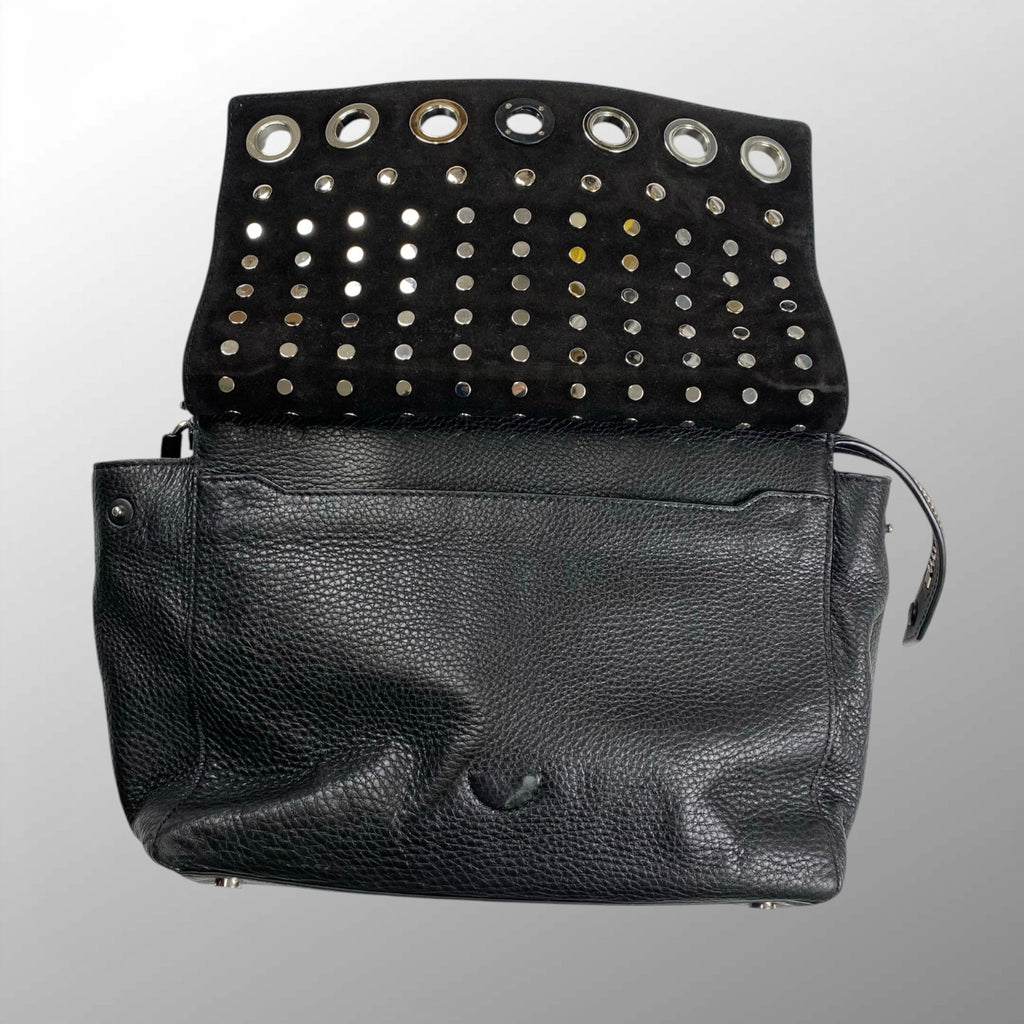 Alexander Wang アレキサンダーワン / フラップ ボールスタッズ レザー2WAY ショルダー バッグ ブラック シルバー