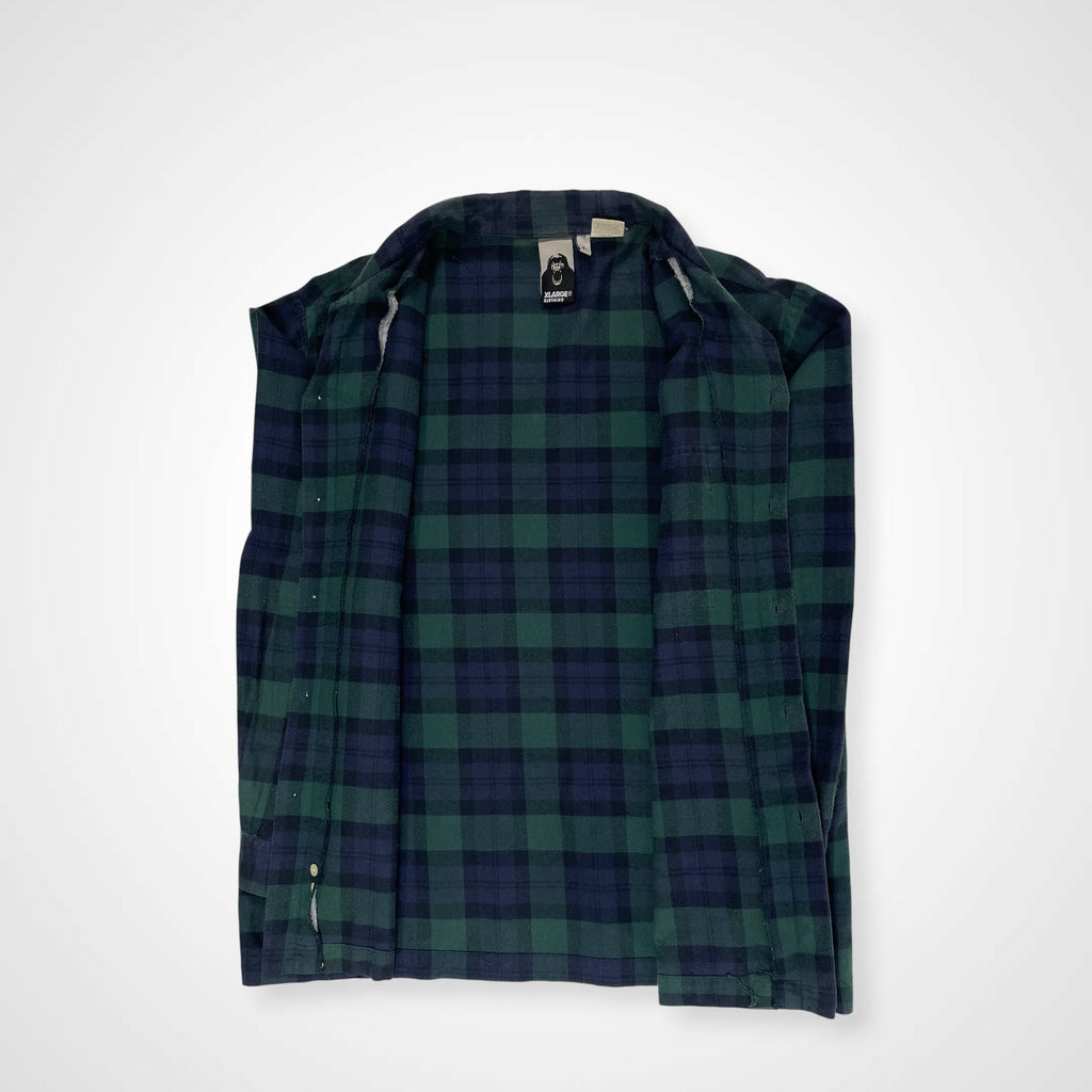 XLARGE エックスラージ / 旧タグ オープンカラーネルシャツ ブラックウォッチ SIZE：L