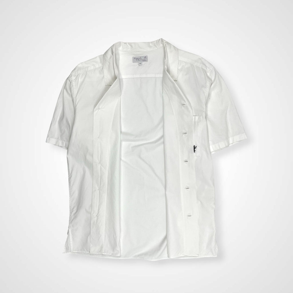 agnes b homme アニエスベー オム / レザール刺繍オープンカラーシャツ ホワイト 参考定価：25,000程度 SIZE：36