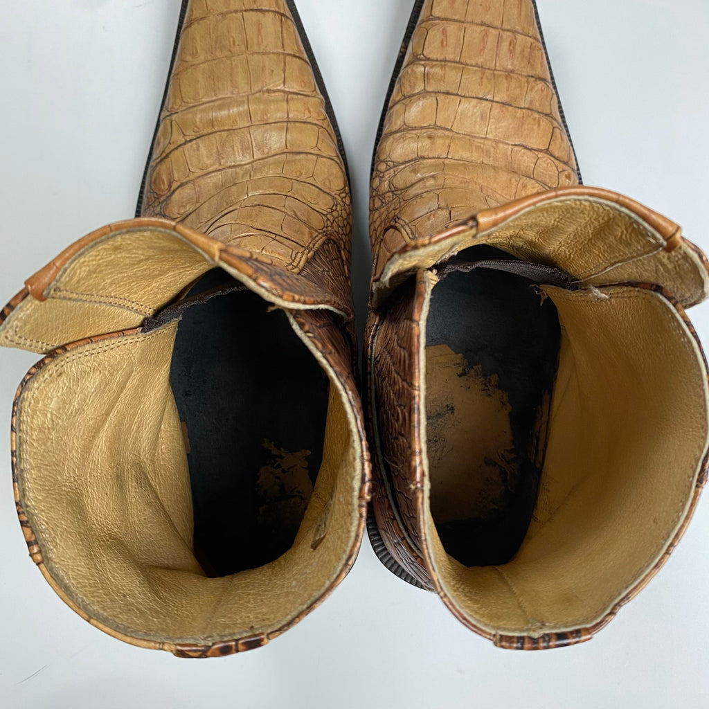 TORNADO MART トルネードマート / クロコ型押し レザーブーツ ブラウン SIZE:S(25-25.5cm程度)