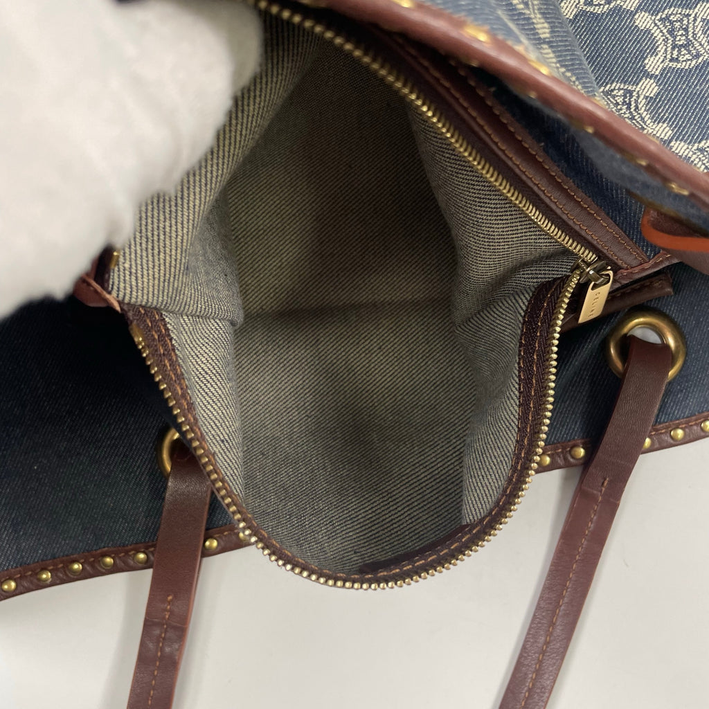 CELINE / スタッズデザイン デニムマカダムトートバッグ