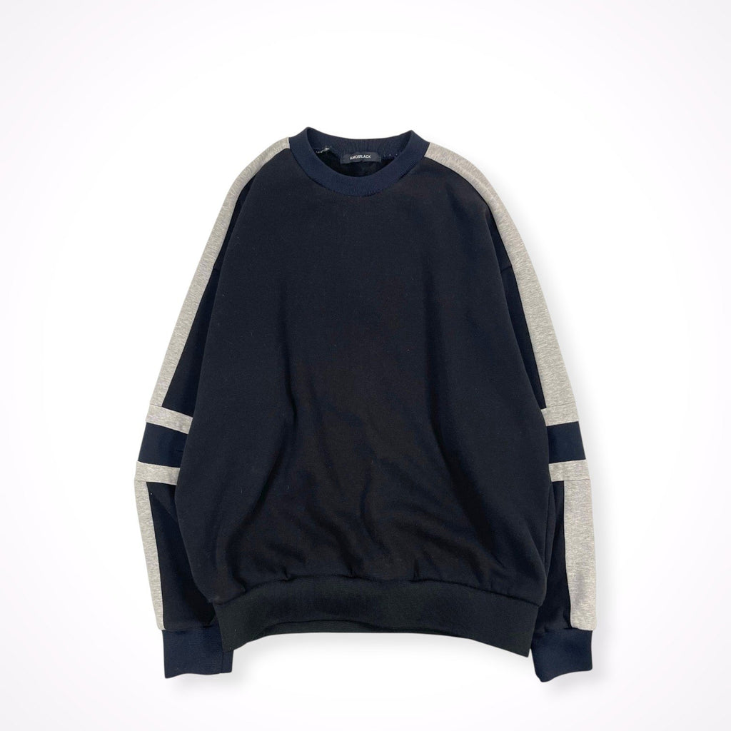 ALMOST BLACK / サイドバイカラーライン 切替スウェットシャツ 参考定価：37,000程度 SIZE:2
