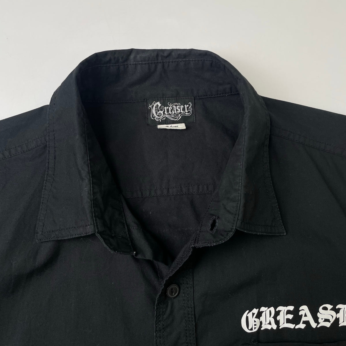 GREASER / バッククロスグラフィック 半袖ワークシャツ 参考定価：12,000程度 SIZE：XL