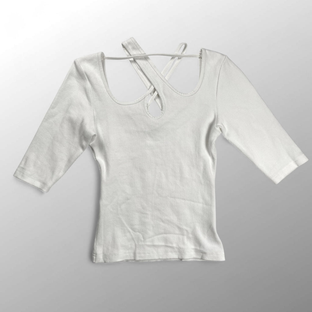 MELT THE LADY メルト ザ レディ / アシンメトリー リブカットソー ホワイト SIZE：FREE