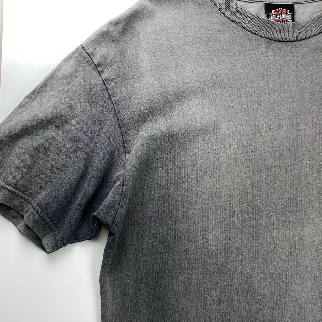 8-90s OLD HARLEY DAVIDSON ハーレーダビッドソン / フェード 両面プリント ヴィンテージ Tシャツ 鬼フェード 襤褸 SIZE：L